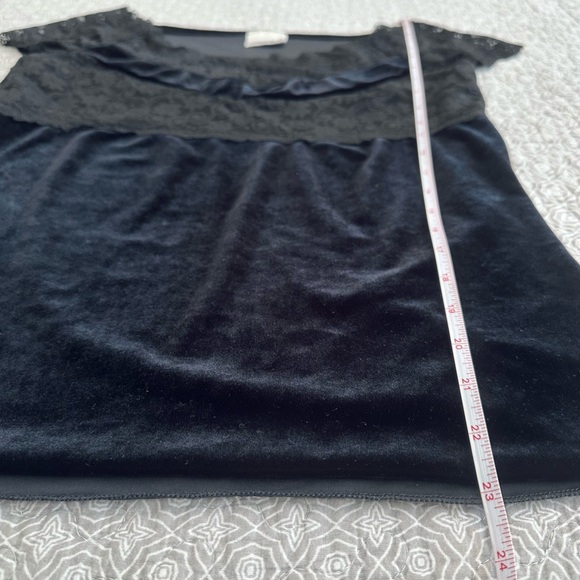 Vintage Fashion Bug Black Velvet & Lace Stretchy Top Goth Witchy Whimsigoth S/M - Picture 7 of 7